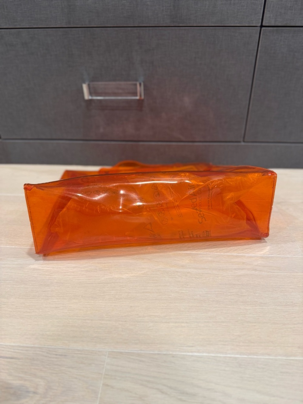 Hermes Orange Transparent Souvenir Vinyl Kelly-Style Top Handle Bag - Picture 5 of 5